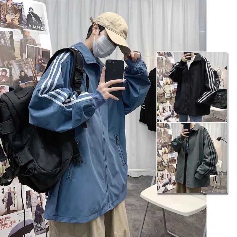 Áo Khoác Dù Nam 2 Lớp Sọc Tay Cá Tính Lót Lưới MỊn, Áo Khoác Nam - NGỌC HÂN FASHION