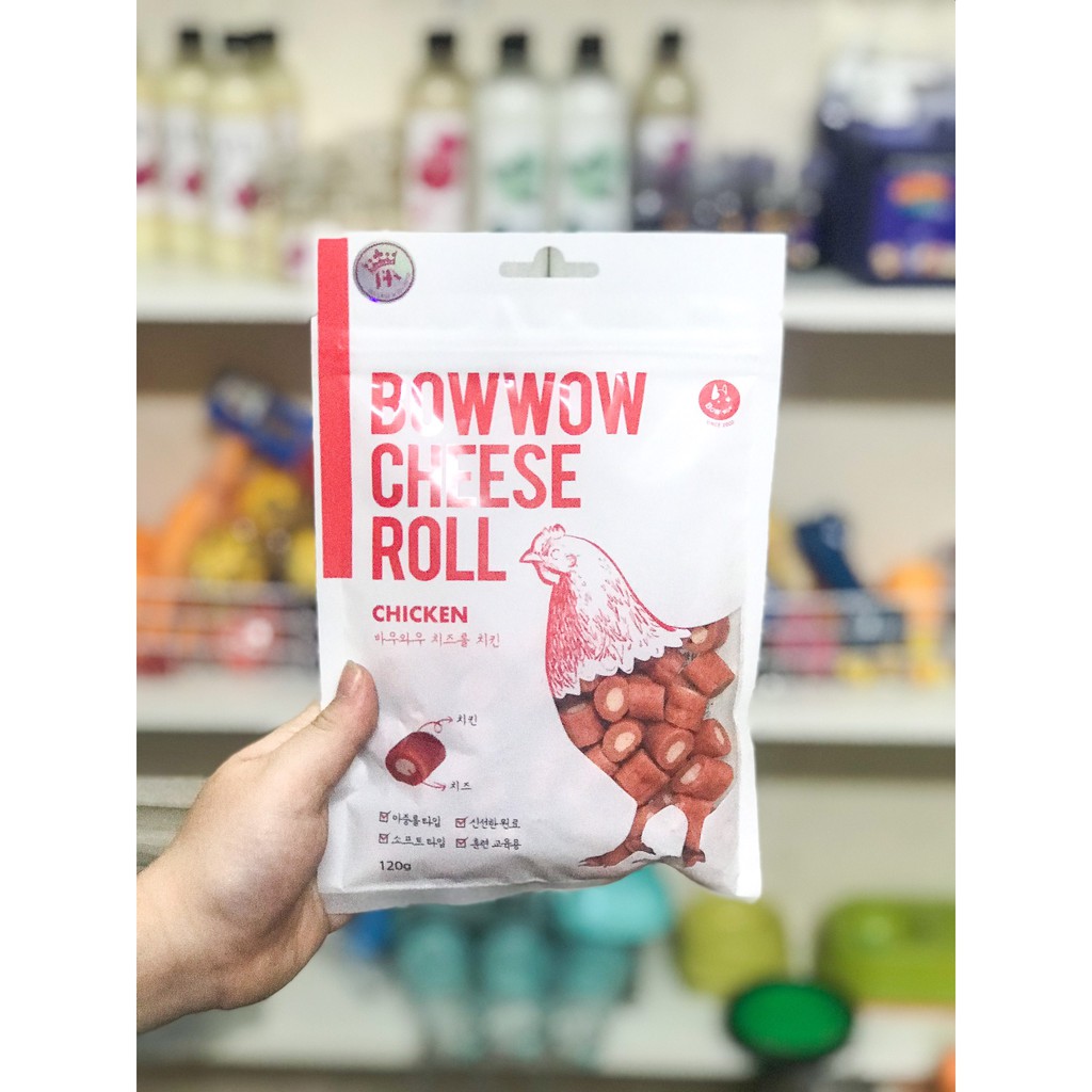 Snack bánh thưởng cho chó mèo bowwow gà phomai cheese roll chicken