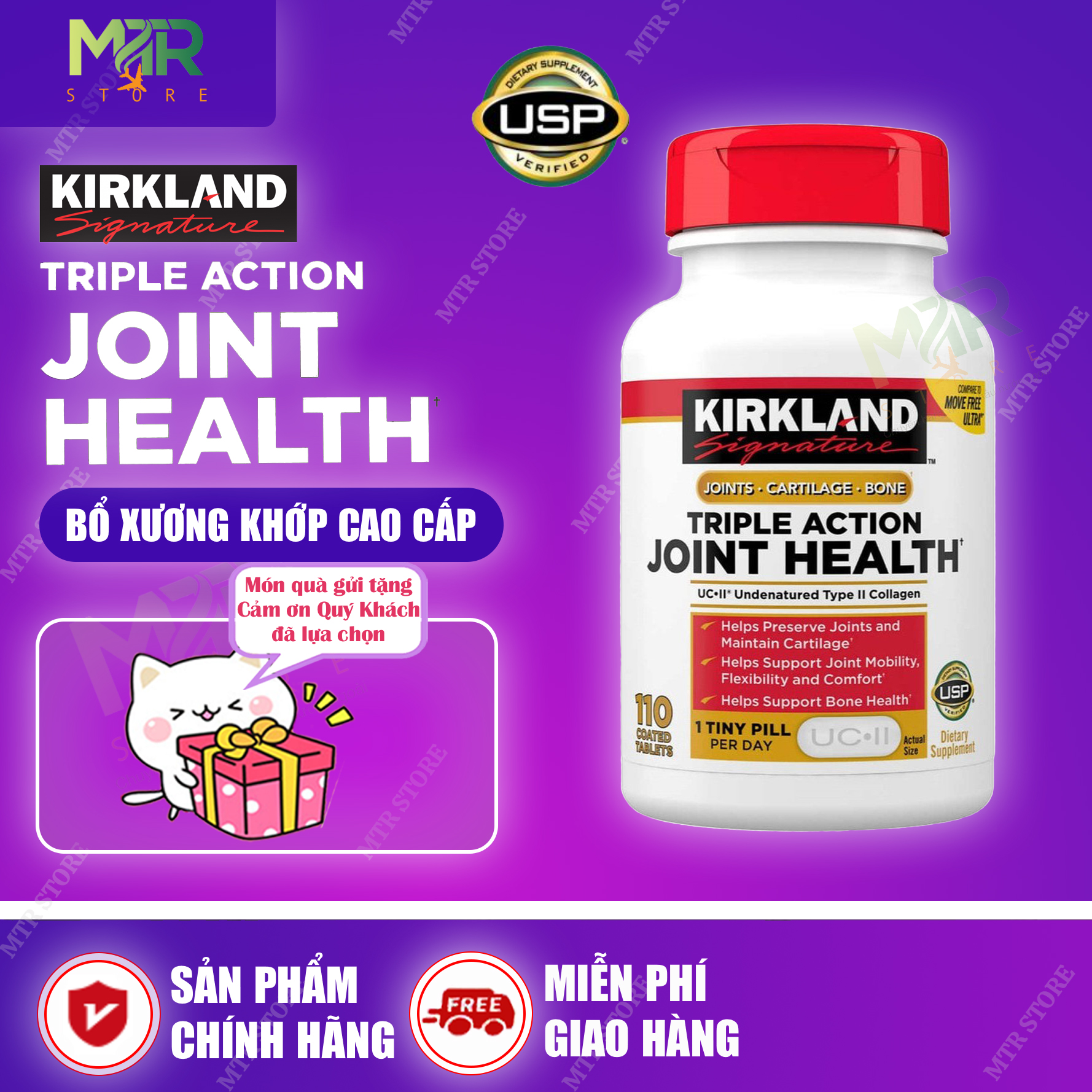 Viên Uống Bổ Xương Khớp Kirkland Signature Triple Action Joint Health 110 Viên Của Mỹ