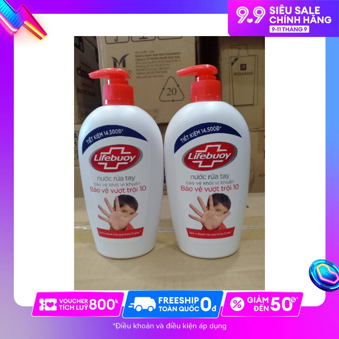 Combo 2 chai nước rửa tay lifebuoy 500ml date 27/07/2024