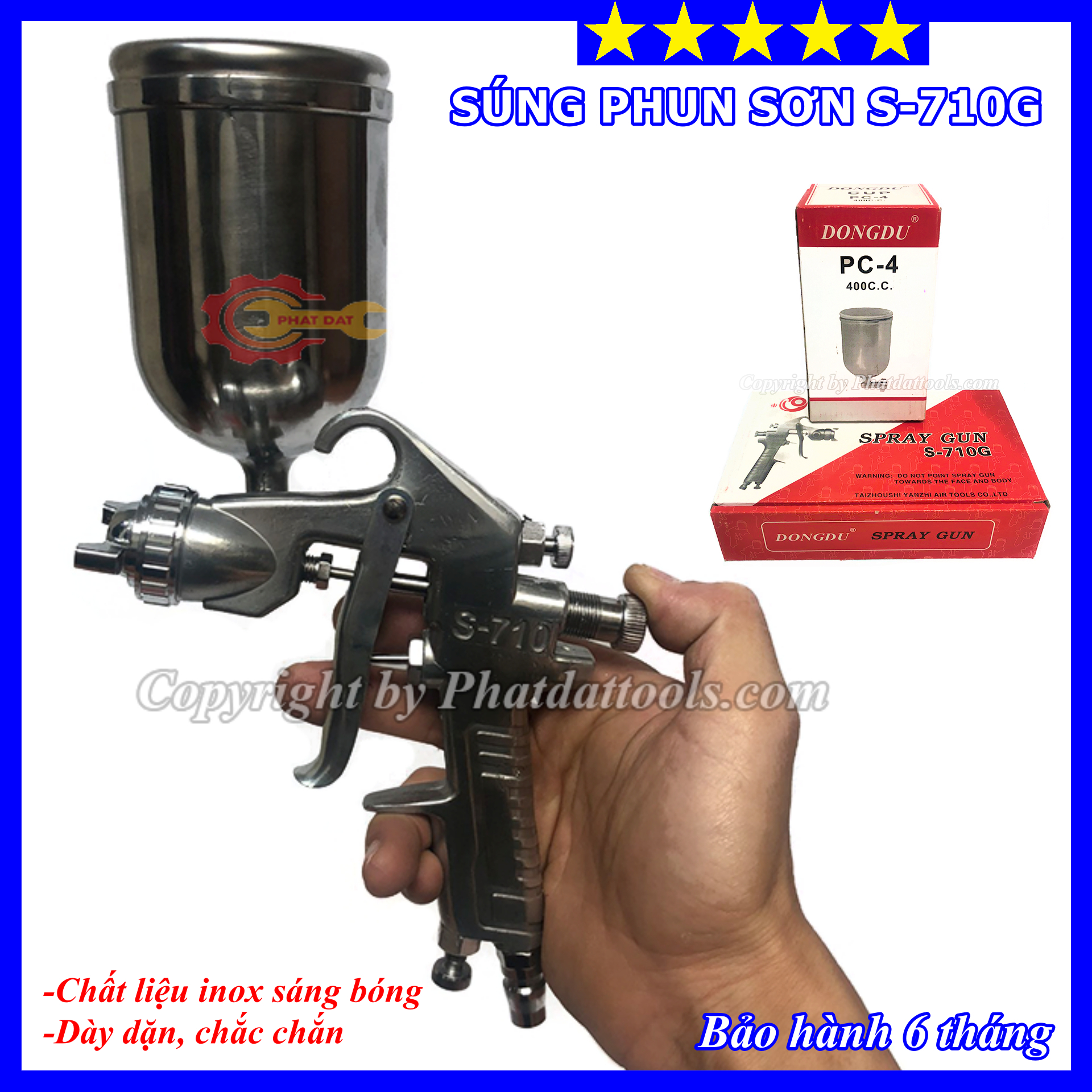 Súng Phun Sơn S-710G - Ứng dụng Phun Cửa Sắt, Phun Hàng Rào, Phun Pu - Dung Tích Cốc 400ml