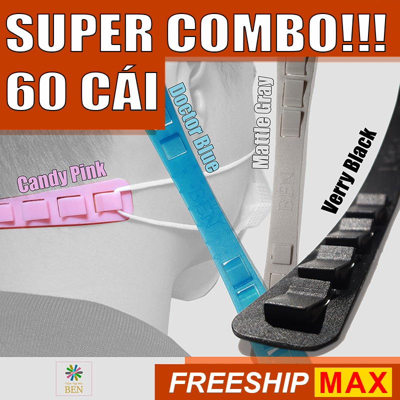 [HCM]SUPER COMBOx60 - Đai đeo khẩu trang CHỐNG ĐAU TAI 60 cái vô địch về giá - Voucher 7% tối đa 500k cho đơn từ 150k
