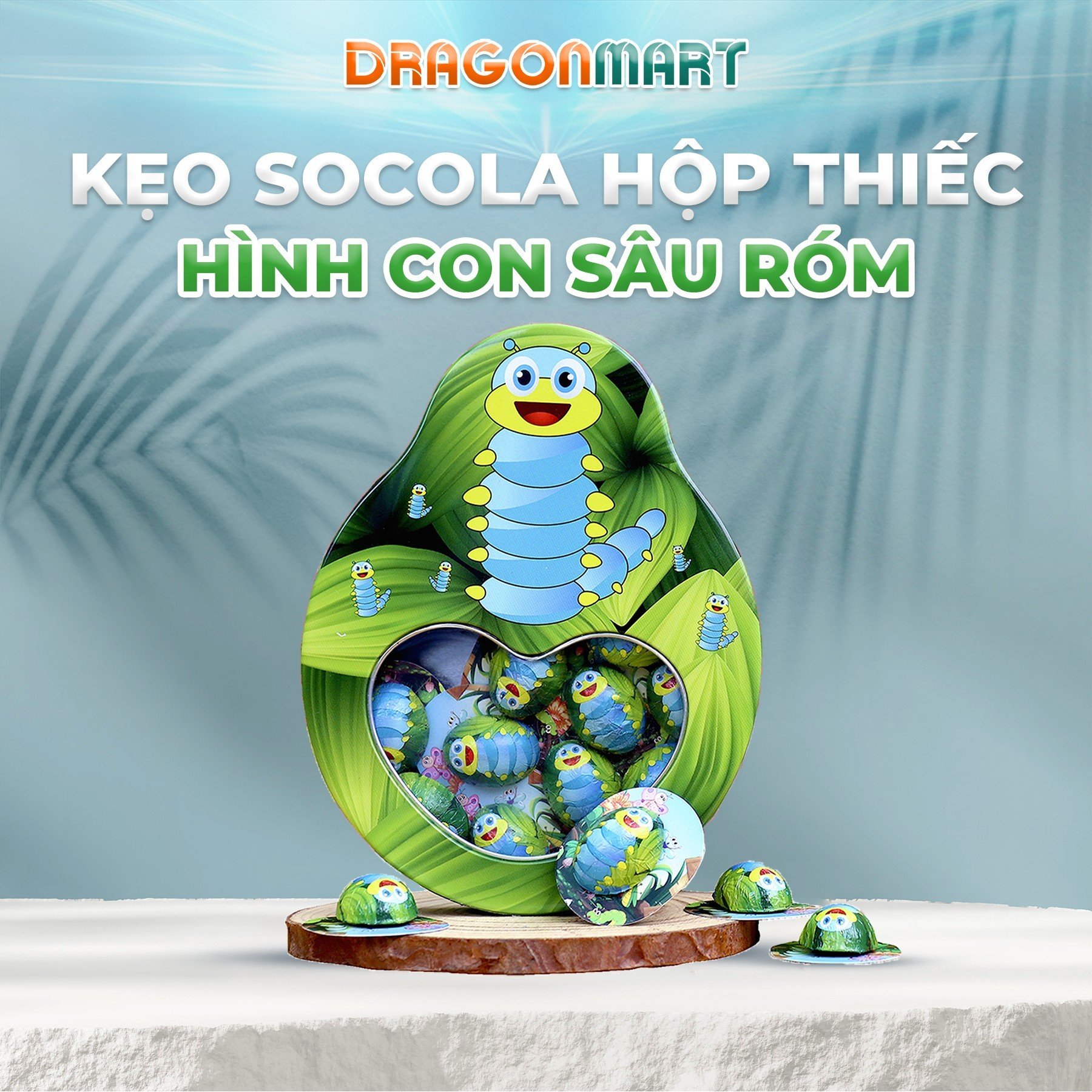 Hộp Kẹo Socola hình Con sâu đáng yêu làm đồ ăn vặt, quà tặng cho các bé; sản phẩm socola cao cấp