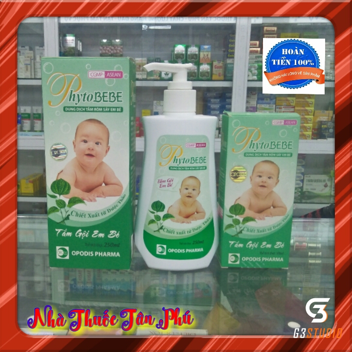 Dung dịch tắm rôm sảy em bé Phytobebe 250ml và 100ml