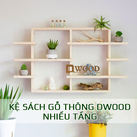 [HCM]Kệ Sách Gỗ Thông DWOOD Treo Tường - 2 màu