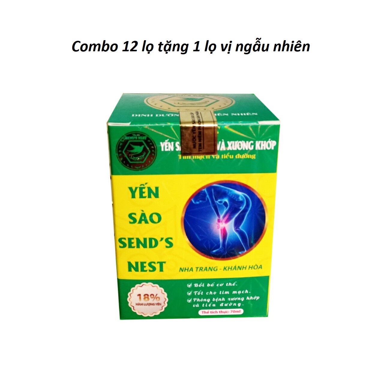 Combo 12 lọ nước yến sào sends nest dành cho tiểu đường 18% tổ yến