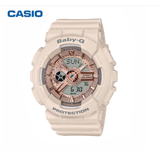 ⊰☆☆Đồng Hồ Điện Tử Casio baby-g shock Màu Trắng Đen Đa Năng Chống Thấm Nước Thời Trang Hàn Quốc Cho Nữ Sinh Shi Ying g shock Doub