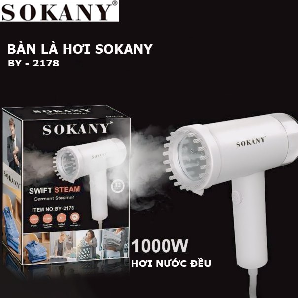 Bàn là bàn ủi hơi nước cầm tay SOKANY với công suất mạnh mẽ là phẳng nhanh mọi chất vải SK-2178