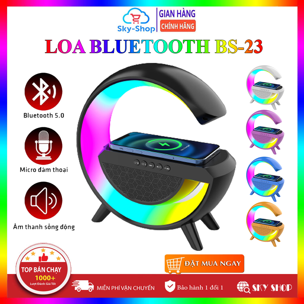 Loa bluetooth mini, loa bluetooth bass mạnh, loa bluetooth decor kiêm sạc không dây BS 23 - led theo nhạc, sạc không dây, kết nối điện thoại, máy tính. Bảo hành 12 tháng