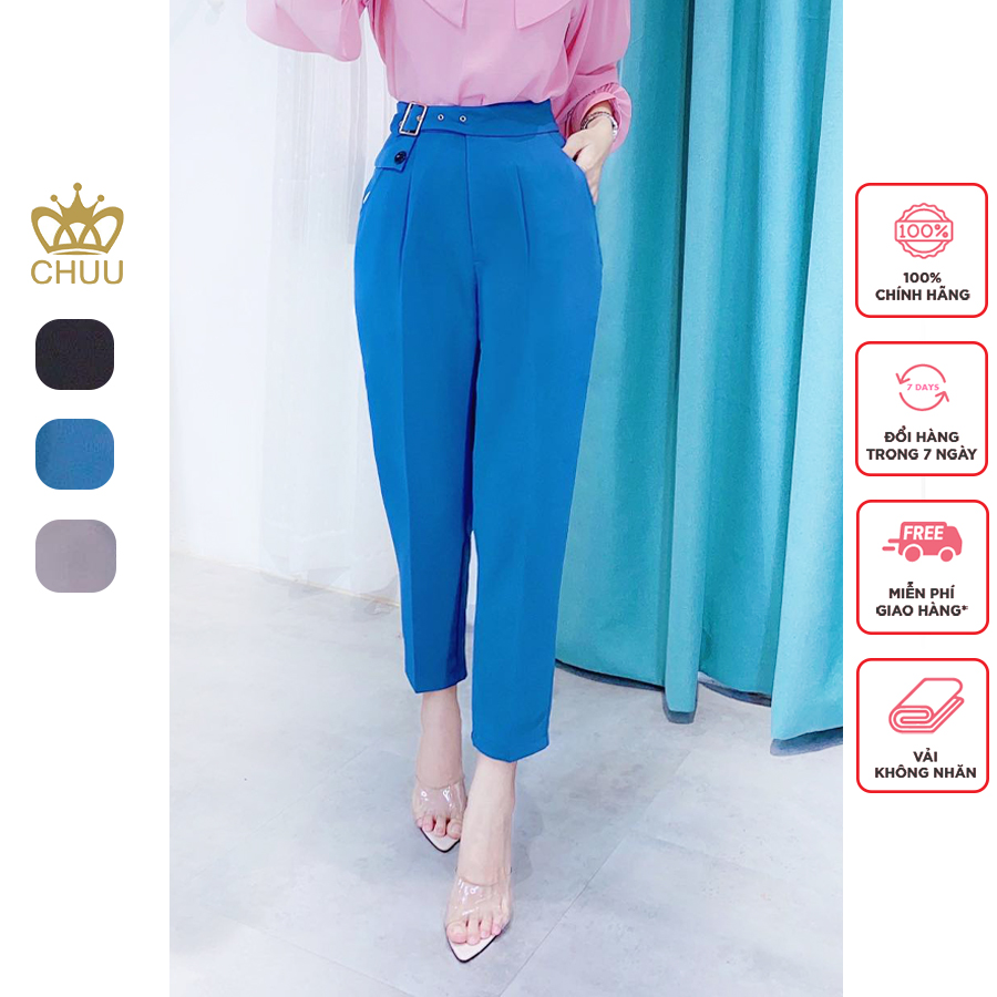Quần baggy lưng cao ống suông dáng thụng khoá liền CHUU Q5063