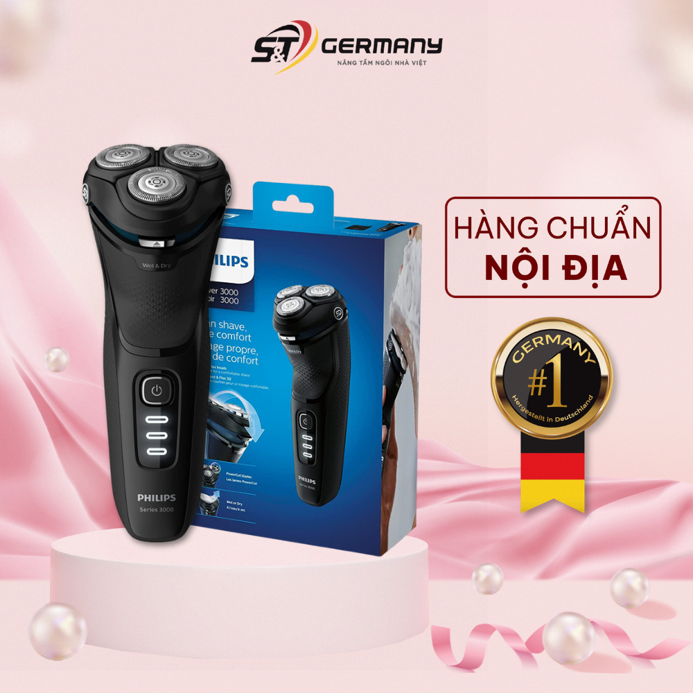 Máy cạo râu s3233/52 series 3000 , máy cạo râu philips chính hãng có 2 chế độ cạo nhanh chóng nội địa đức gstbeauty 440017