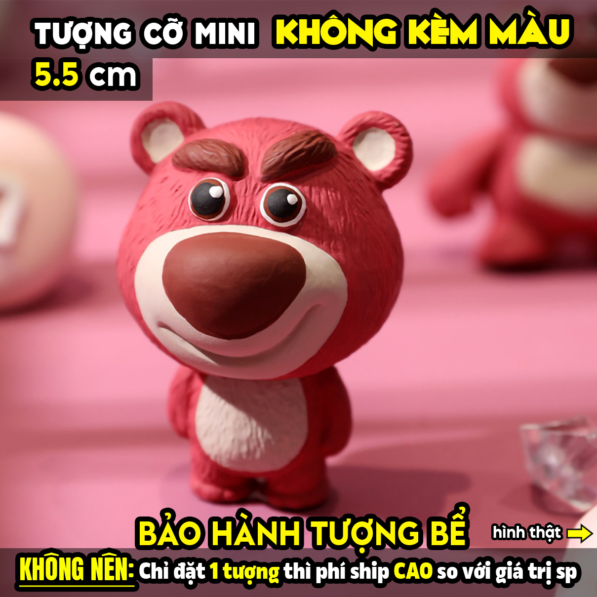 Tượng tô màu chọn mẫu, GẤU DÂU 2D, size S, tượng thạch cao , tô tượng, đồ chơi cho trẻ