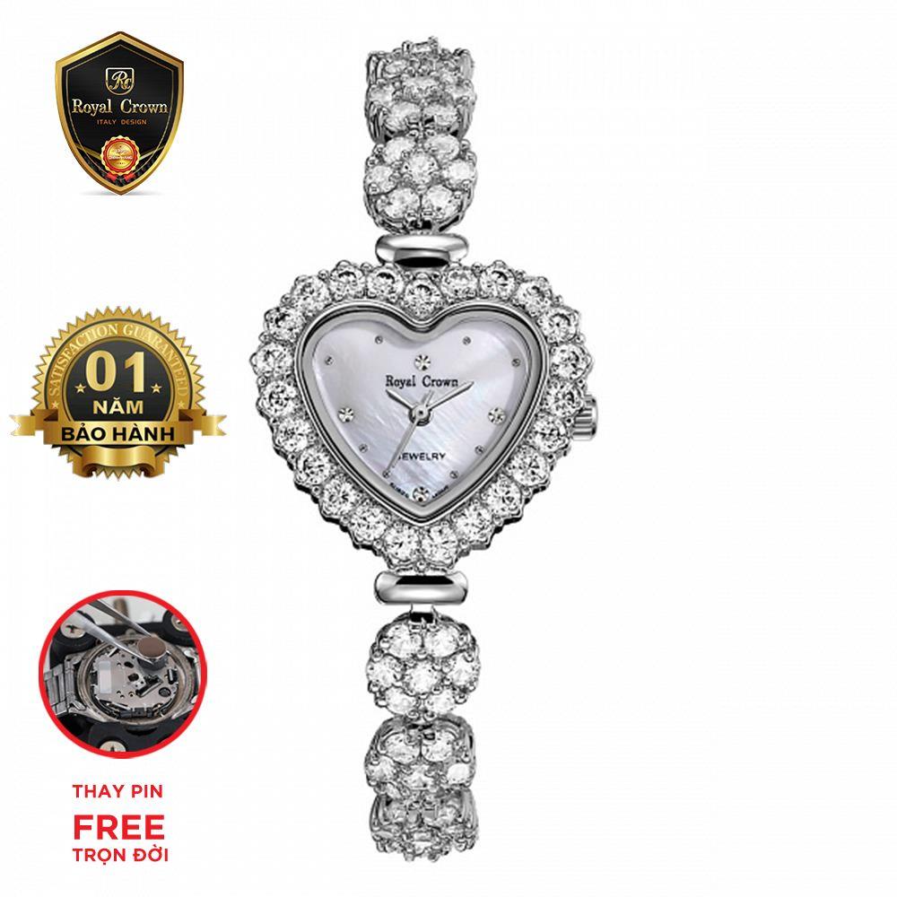Đồng hồ nữ Royal Crown Italy 3595 dây đá vỏ trắng/vàng hồng