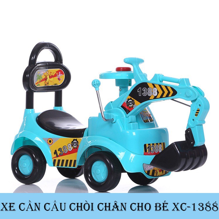 Xe cẩu chòi chân, xe xúc 1388 cao cấp có nhạc cho bé