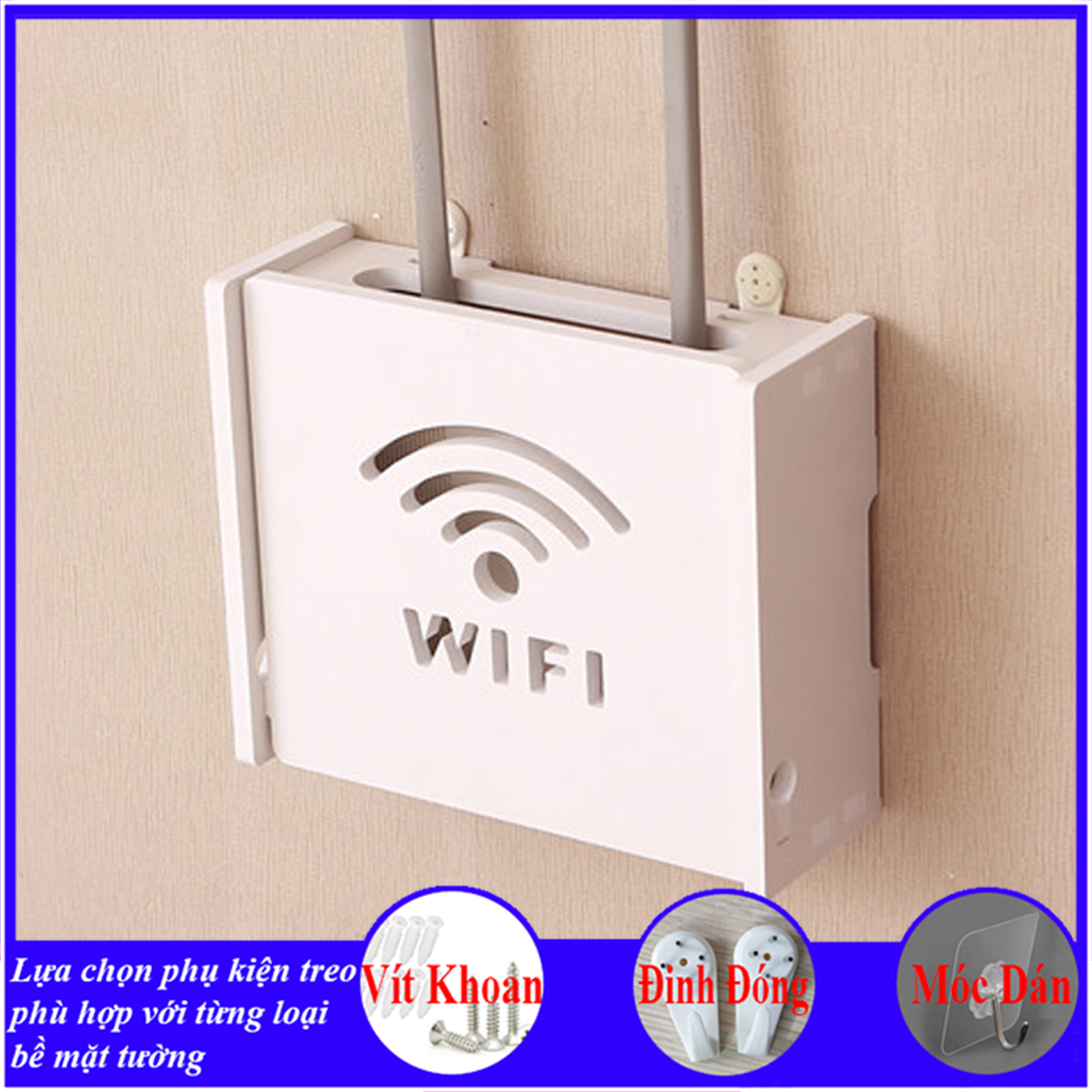 Hộp đựng wifi treo tường không cần khoan, chất liệu gỗ cao cấp, chống nước tuyệt đối, tạo không gian gọn gàng