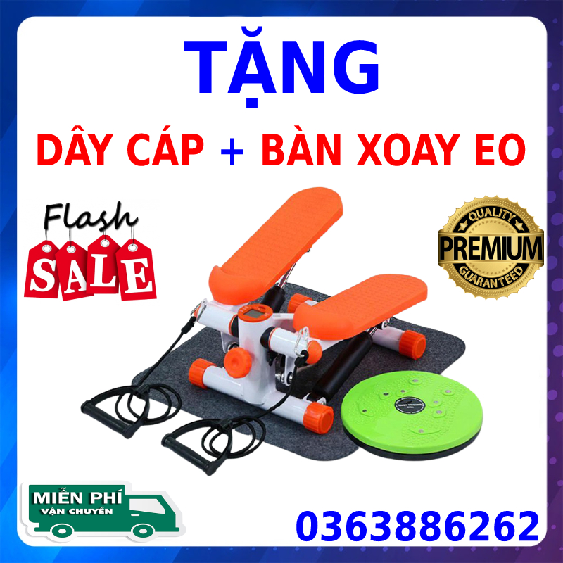 Máy chạy bộ tại nhà mini Stepper 🎁FREESHIP🎁 máy bước mini stepper chính hãng phiên bản PREMIUM tặng kèm bàn xoay eo + dây cáp co giãn
