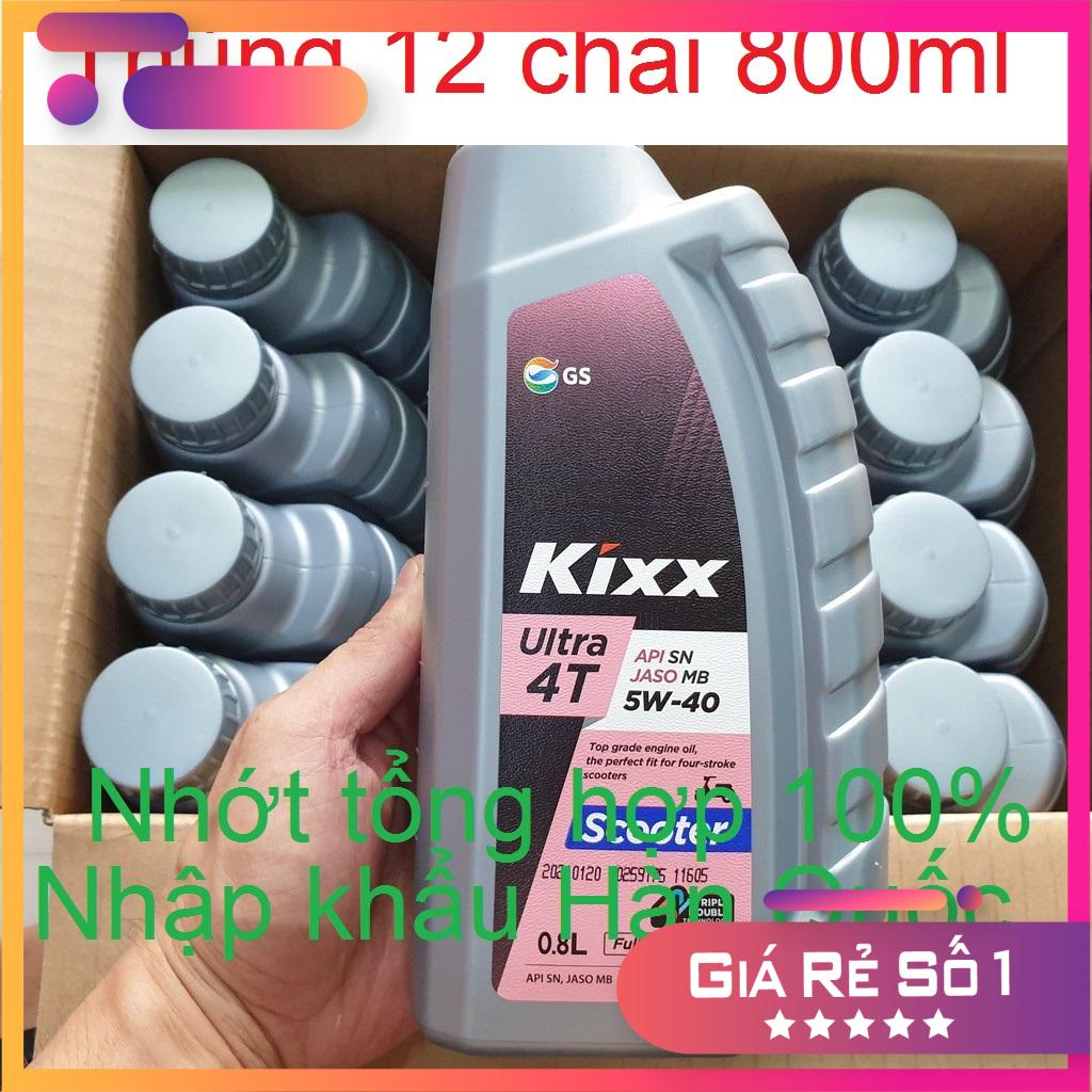 [THÙNG 12 CHAI] Nhớt Kixx xe tay ga 5W40 Fully Synthentic nhập khẩu Hàn Quốc, nhớt kixx 5W40 cho xe tay ga 100% tổng hợp