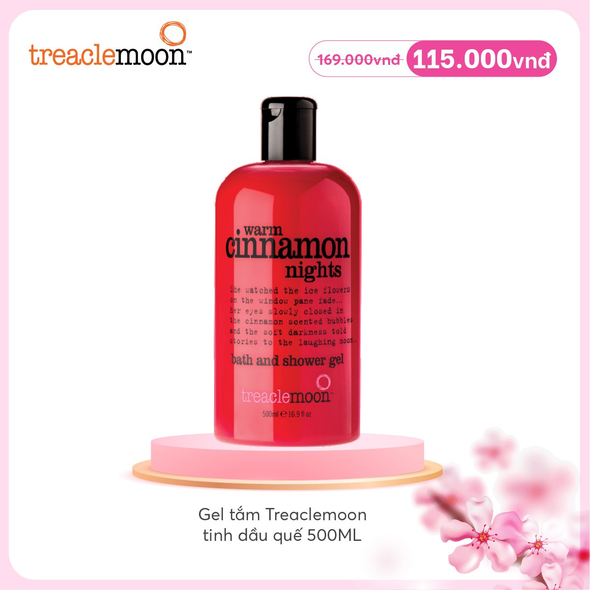 Sữa tắm dưỡng trắng da Treaclemoon tinh dầu quế 500ML