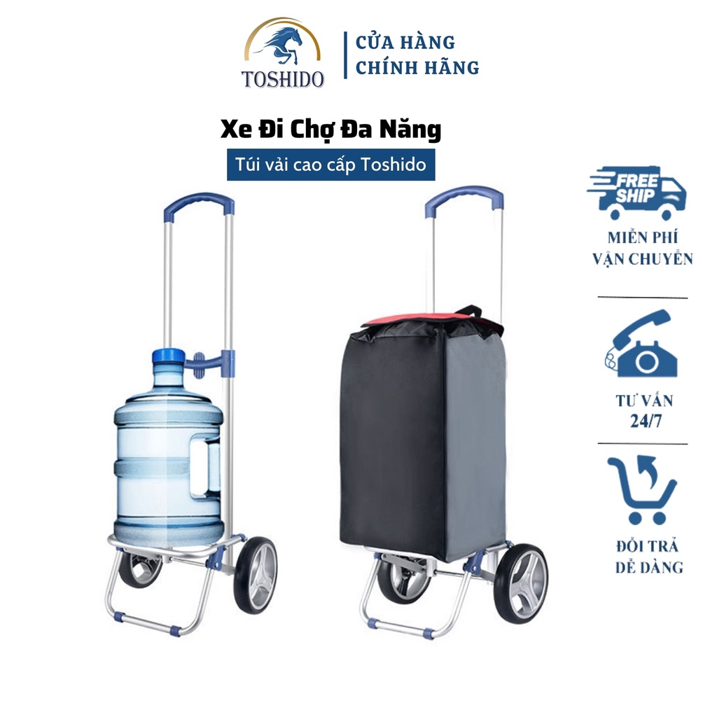 Xe Kéo Đi Chợ - Xe Siêu Thị Bằng Hợp Kim Nhôm Mẫu Mới Tặng Kèm Túi Vải Chống Thấm Nước