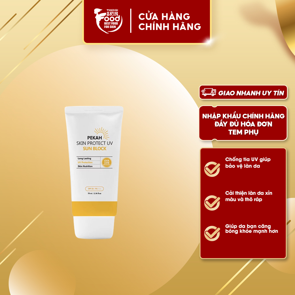 Kem Chống Nắng Nâng Tone Tự Nhiên Pekah Skin Protect UV Sunblock SPF50+/PA+++ 70ml