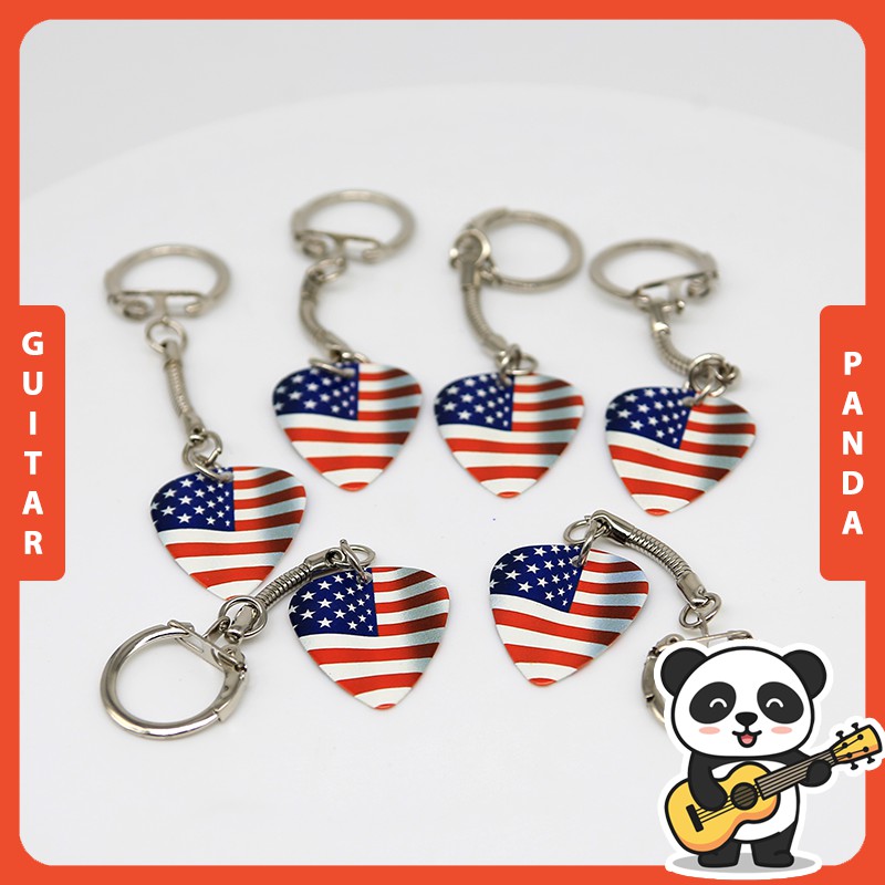 Móc khóa pick guitar cờ mỹ | móc khóa móng gảy đàn guitar cờ mỹ | móc khóa pick cờ mỹ cao cấp