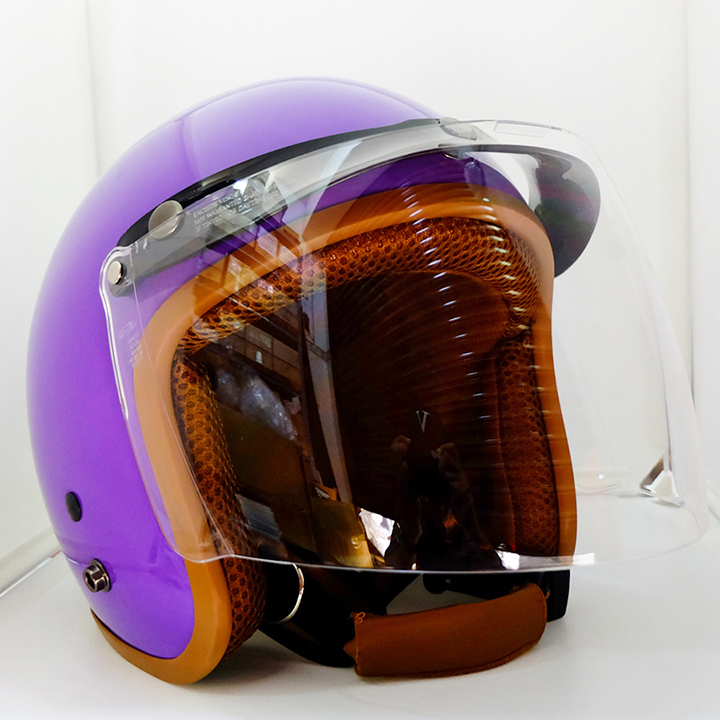 MŨ BẢO HIỂM 3/4 ĐẦU KÈM KÍNH FULLFACE MÀU TÍM SƠN BÓNG LÓT NÂU CAO CẤP ĐẠT CHUẨN CR