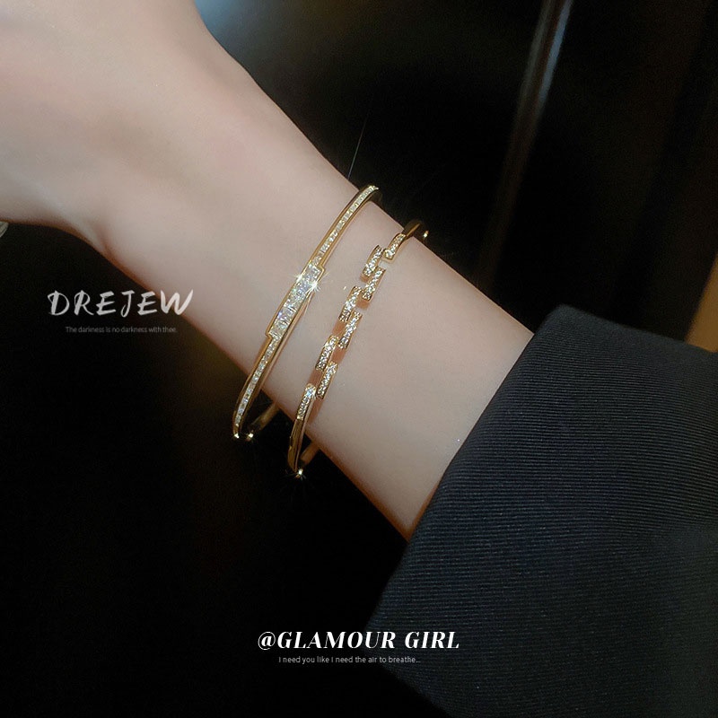 Vòng tay mạ vàng đính đá zircon siêu nhẹ thời trang cao cấp