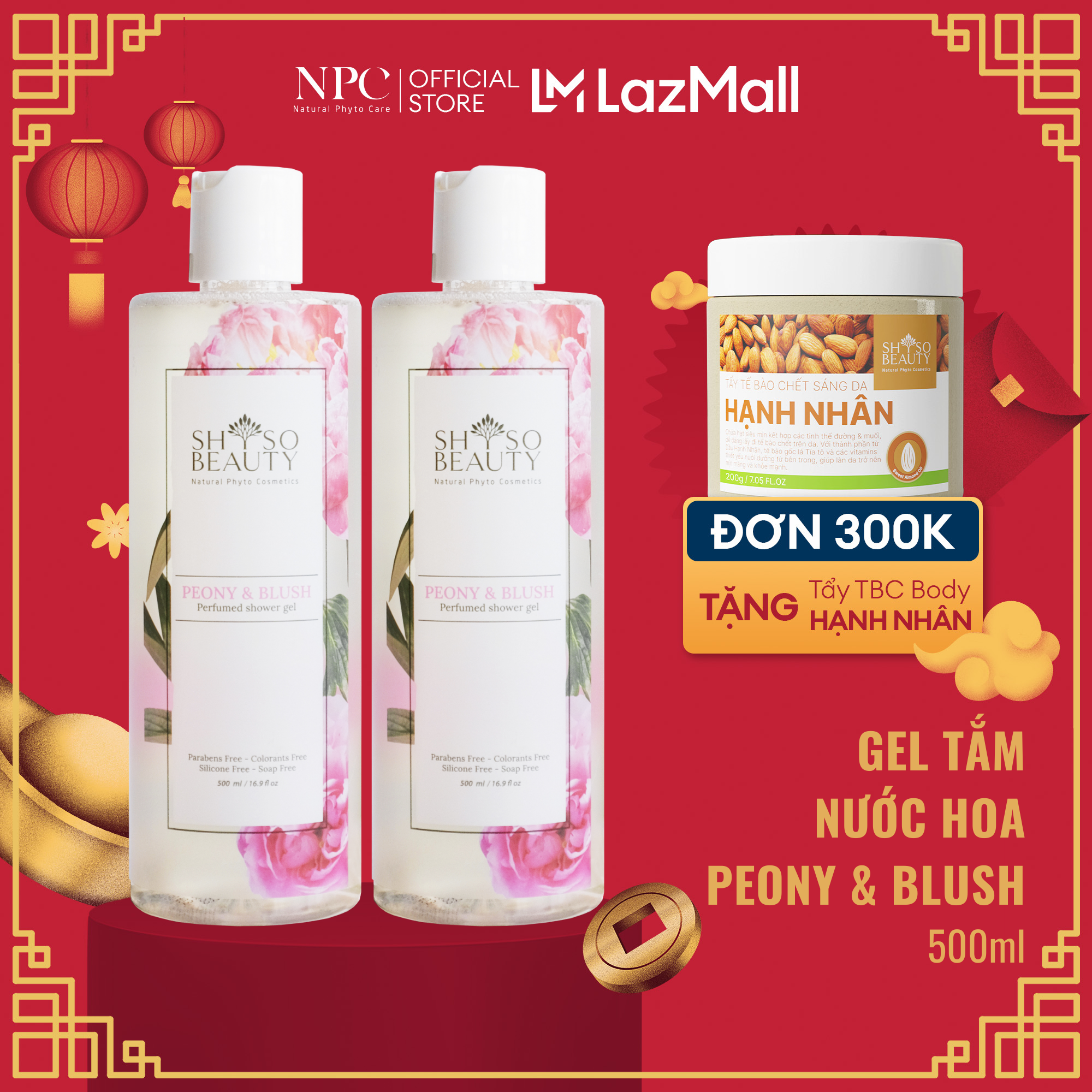 Combo 2 chai sữa tắm nước hoa shso beauty peony & blush chai 500ml
