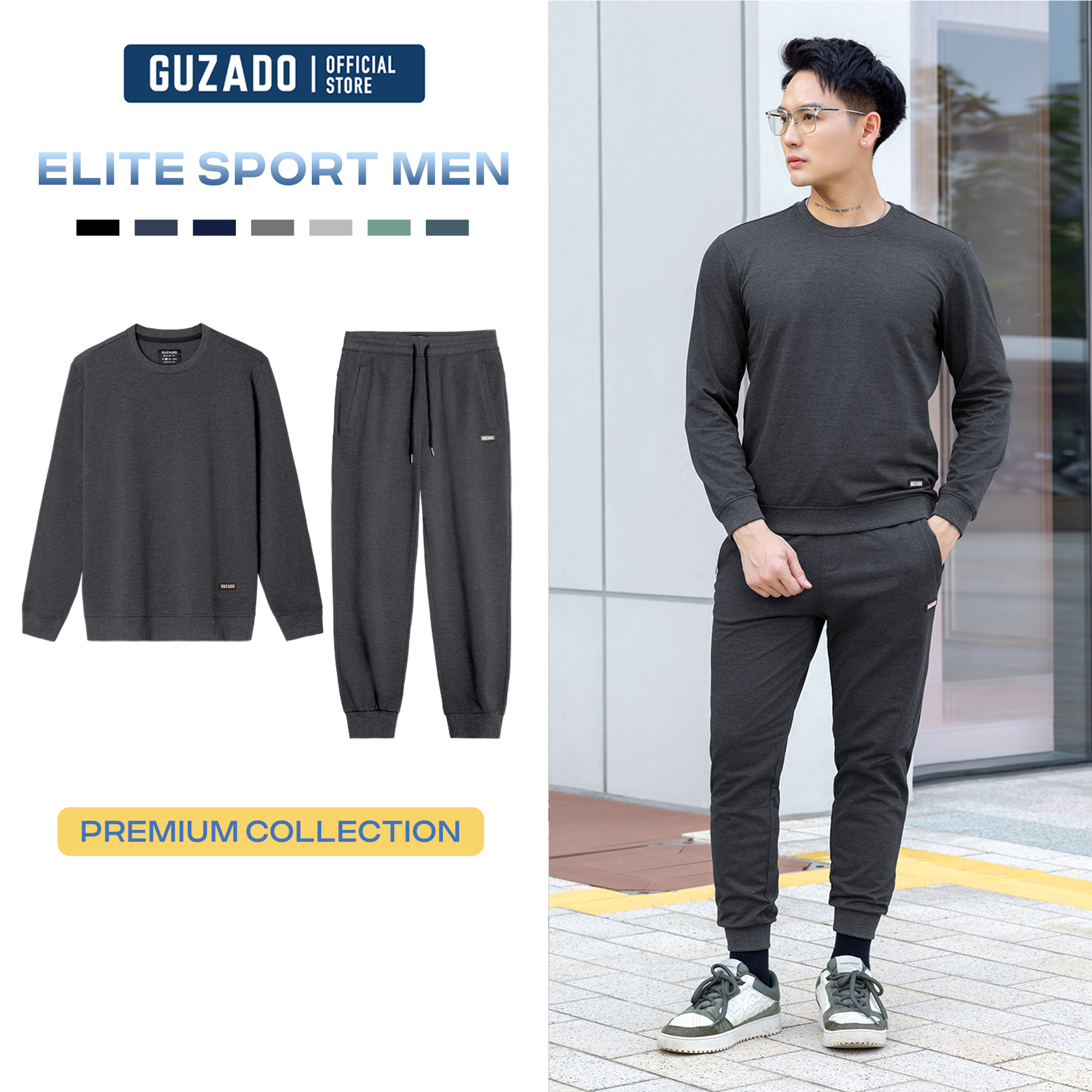 Bộ Nỉ Nam Cao Cấp GUZADO Chất Nỉ Da Cá Dày Dặn, Giữ Nhiệt Vượt Trội, Form Dáng Regular Fir Trẻ Trung Năng Động GBN01