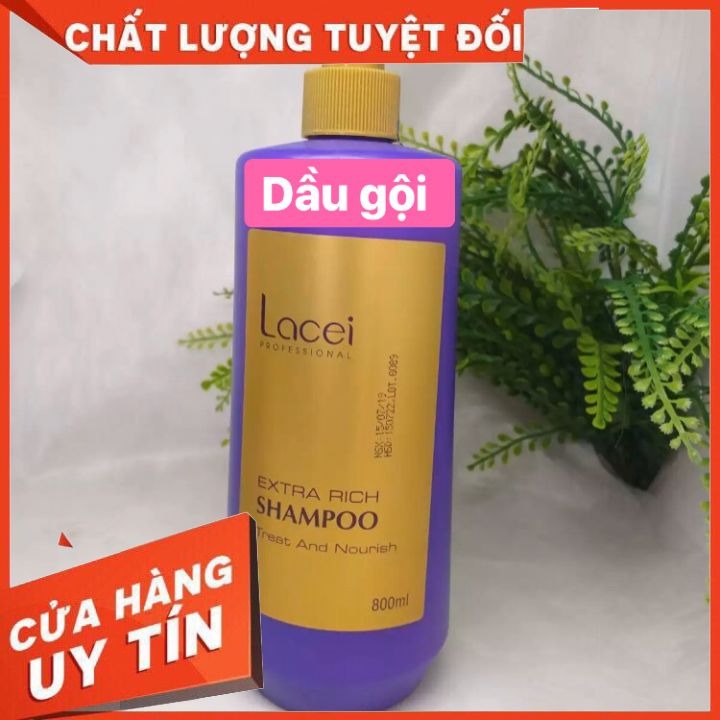 Dầu xả vàgội tóc lacei tím 800ml/chai xuôn mềm bóng mượt phục hồi tóc hư tổn mùi thơm ngọt ngào, giữ mùi lâu