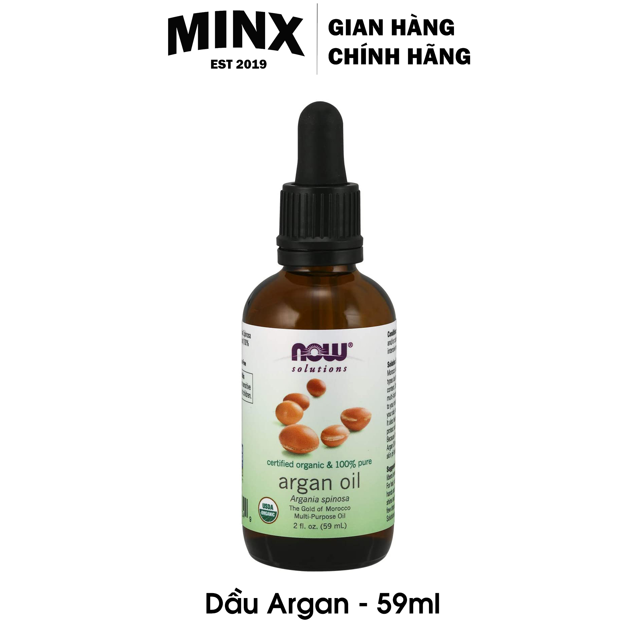 Dầu now organic argan oil - dầu agan hữu cơ hãng now 59ml - dầu dưỡng da, dưỡng da bằng dầu - minx store