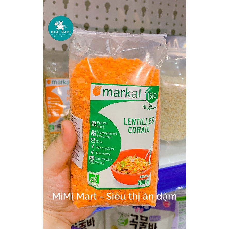 Đậu lăng đỏ cam san hô hữu cơ Markal 500g