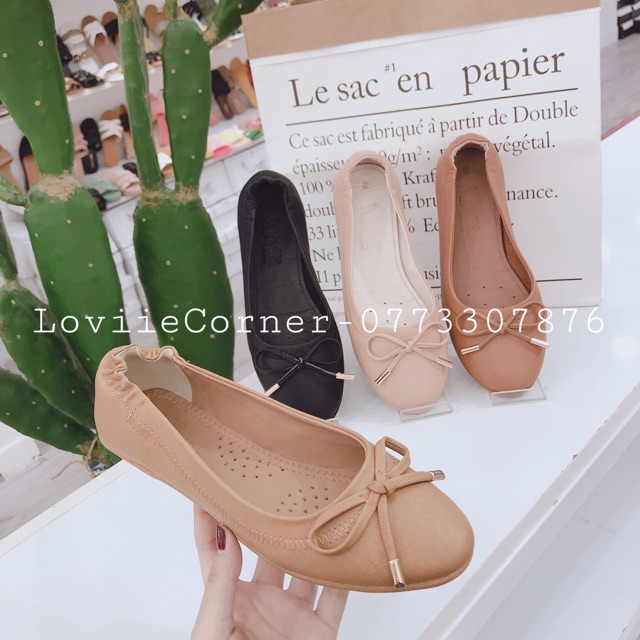 GIÀY BÚP BÊ LOVIIECORNER - GIÀY BỆT NỮ BÚP BÊ MŨI TRÒN CÔNG SỞ - GIÀY BÚP BÊ NỮ DA MỀM - GIÀY NỮ ĐẾ BỆT BÚP BÊ CÔNG SỞ DA MỀM B191272