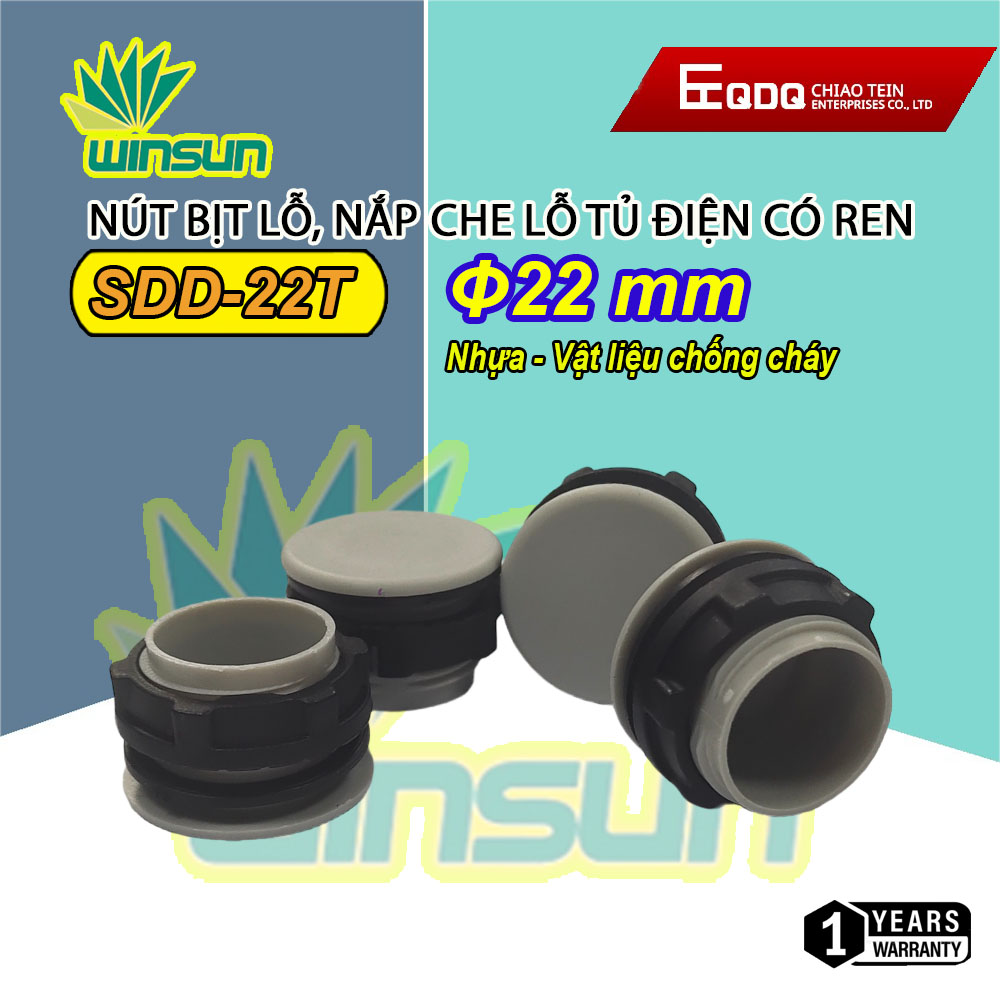 Nút bịt lỗ, nắp che lỗ tủ điện có ren phi 22 winsun