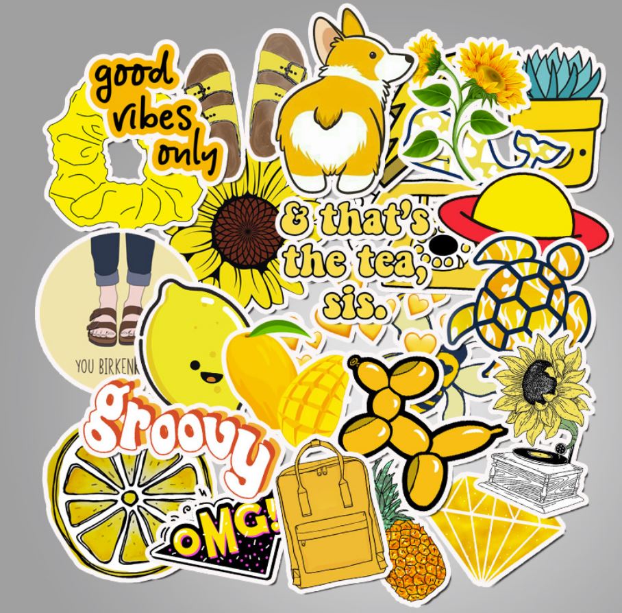 [HCM]Sticker MÀU VÀNG nhựa PVC không thấm nước dán nón bảo hiểm laptop điện thoại Vali xe Cực COOL #64