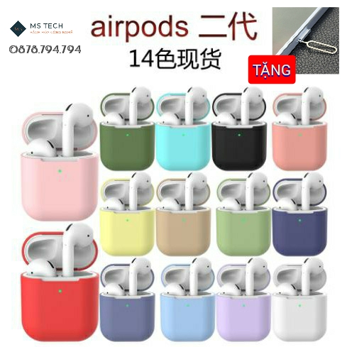 [HCM]Case Airpod 1/2 chất liệu silicon 14 màu lựa chọn - Vỏ bảo vệ bao đựng tai nghe airpod 1/2 - MS Tech