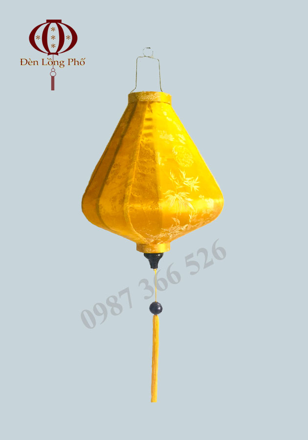 Đèn lồng Hội An vải gấm màu vàng sang trọng