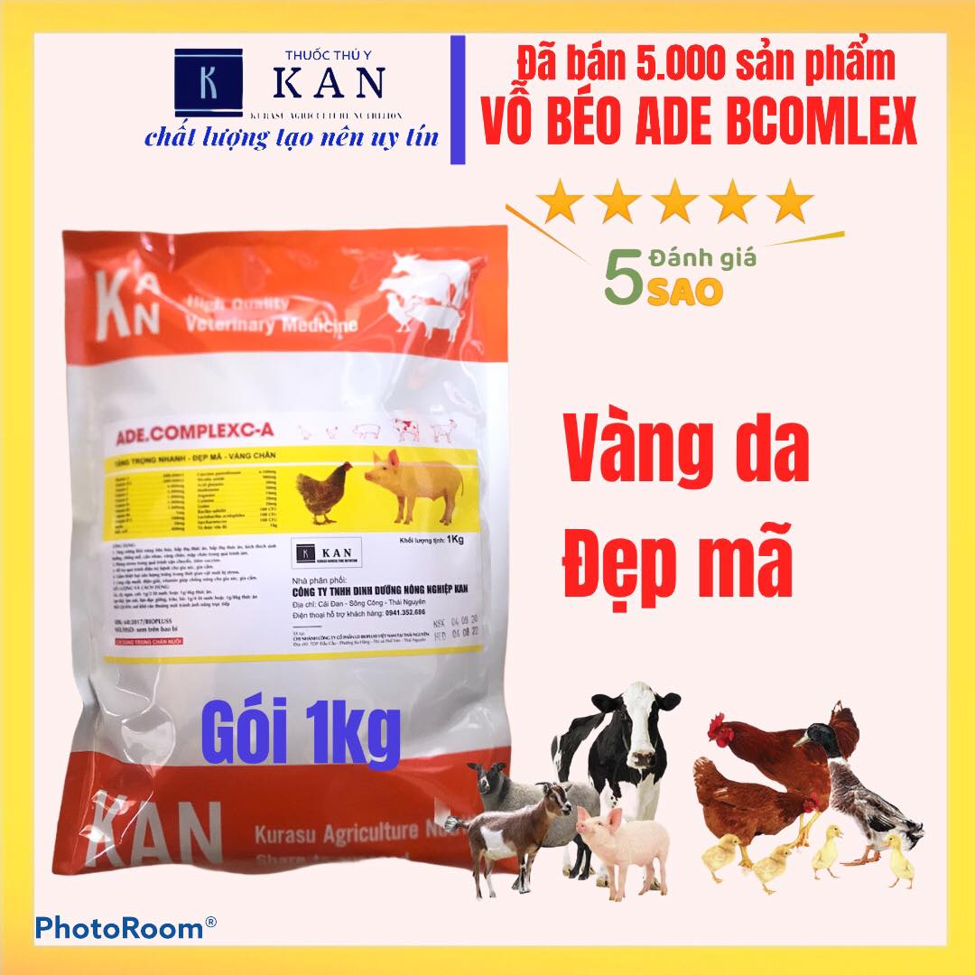 Vỗ béo tăng trọng nhanh, vàng da, đẹp mã ADE Bcolex cho gia súc gia cầm gói 1kg (mua 10kg tặng 1kg)