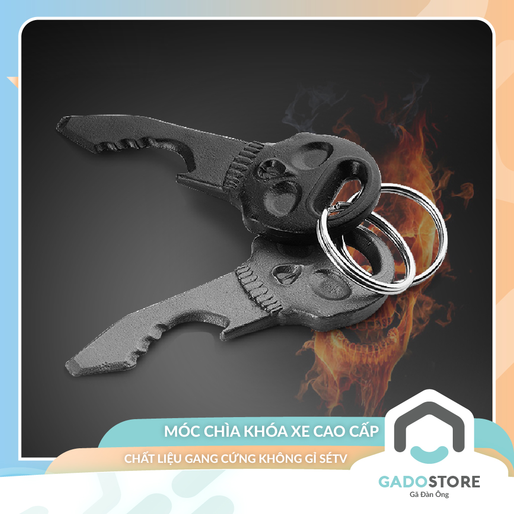 Móc khóa đa năng đầu lâu thông minh khui bia mở khóa ốc vít chất liệu gang độ cứng cao