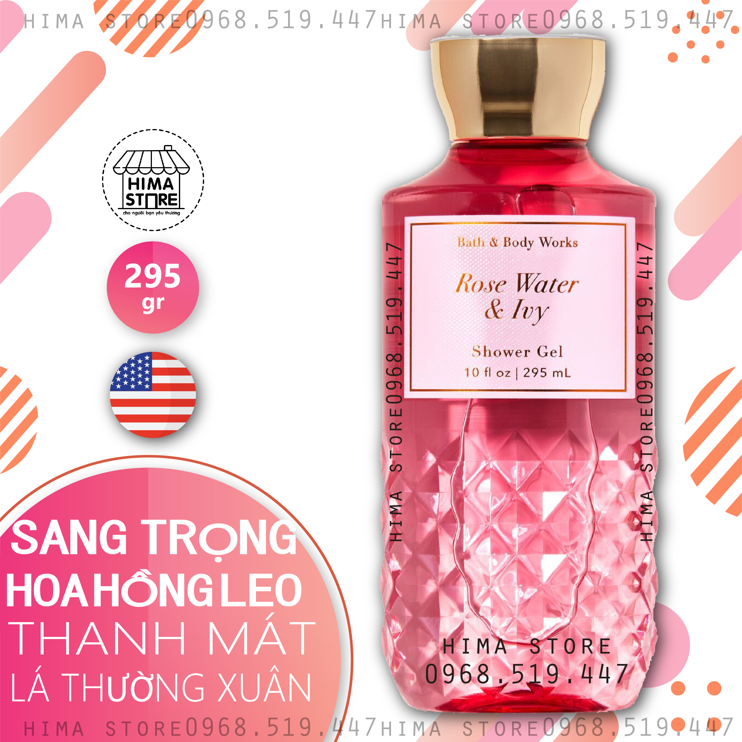 [HCM]ROSE WATER & IVY | Gel Tắm Toàn Thân Bath & Body Works Shower Gel 295ml