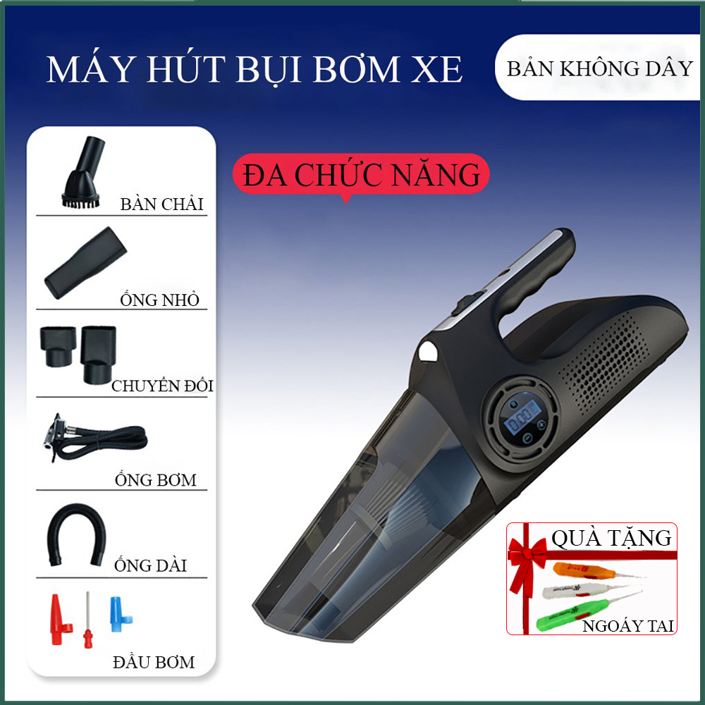 Máy hút bụi cầm tay- máy hút bụi ô tô công suất 120w, đa năng 4 in 1- bảo hành 2 năm, lỗi đởi mới 1-1,