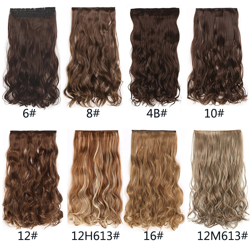 Kẹp Thẳng Dài Nối Tóc Tổng Hợp Một Mảnh, 5 Kẹp Tóc Giả Màu Vàng Tóc Đen