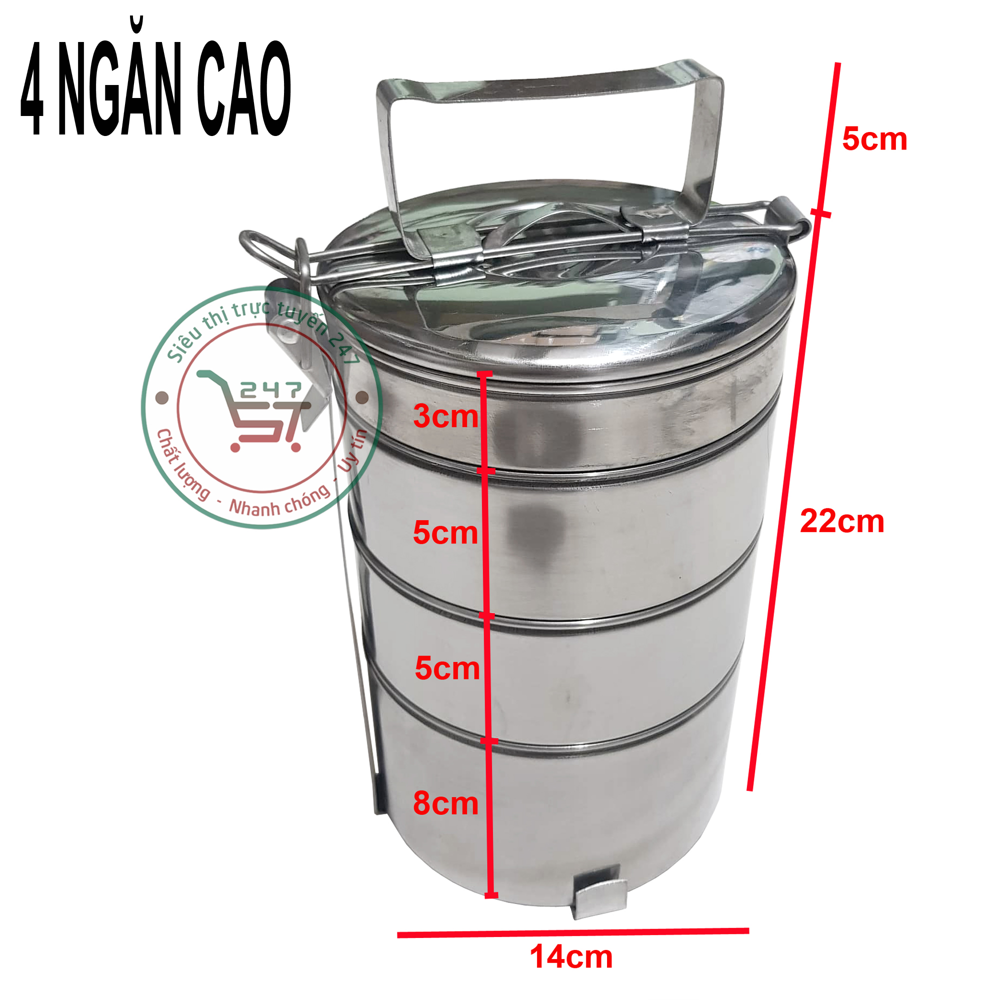 Cặp lồng giữ nhiệt inox 4 ngăn cao cấp an toàn cho sức khỏe Hộp ăn trưa văn phòng giữ nhiệt với giá tốt cho bạn