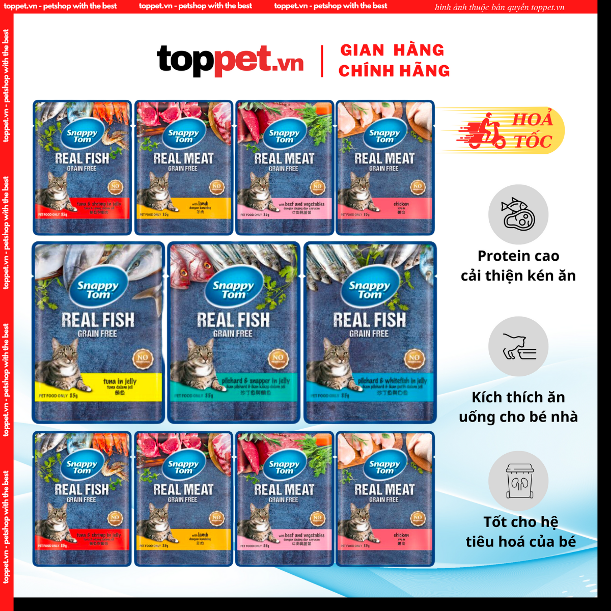 Pate cho mèo Snappy Tom. Túi 85Gr. Pate Snappy Tom dinh dưỡng cho mèo.