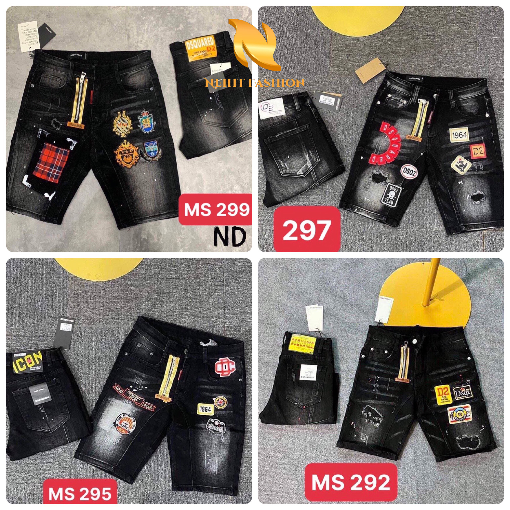 Quần short jean nam phối nhiều LOGO có khóa kéo lệch siêu Hot Trend hàng cao cấp chuẩn shop - GCB04