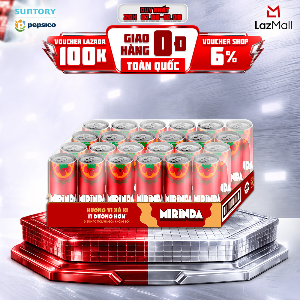 [SALE 8.8] Thùng Nước Ngọt Giải Khát Có Gaz Mirinda Xá Xị (320ml/lon)