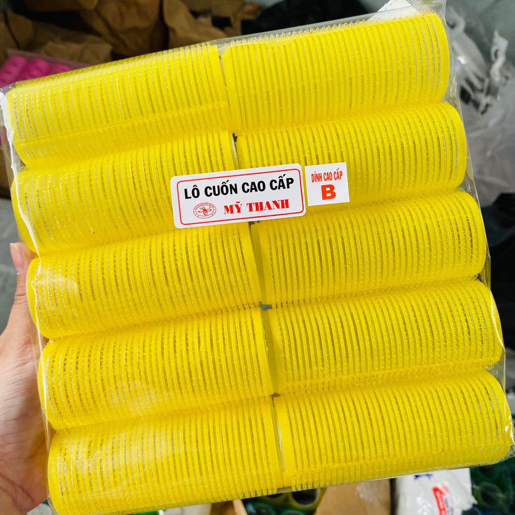 Set 10 lô cuốn tóc nhựa tự dính dài b,c 10cm mới