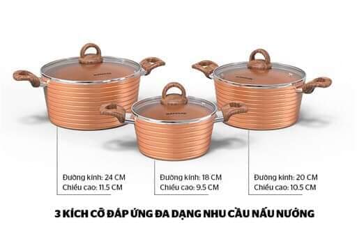 Bộ nồi ceramic đáy từ sunhouse shg2003mcb