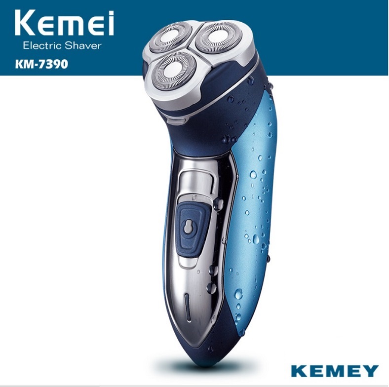 Máy Cạo Râu 3 Lưỡi Tròn Cao Cấp Chống Nước KEMEI KM-7390
