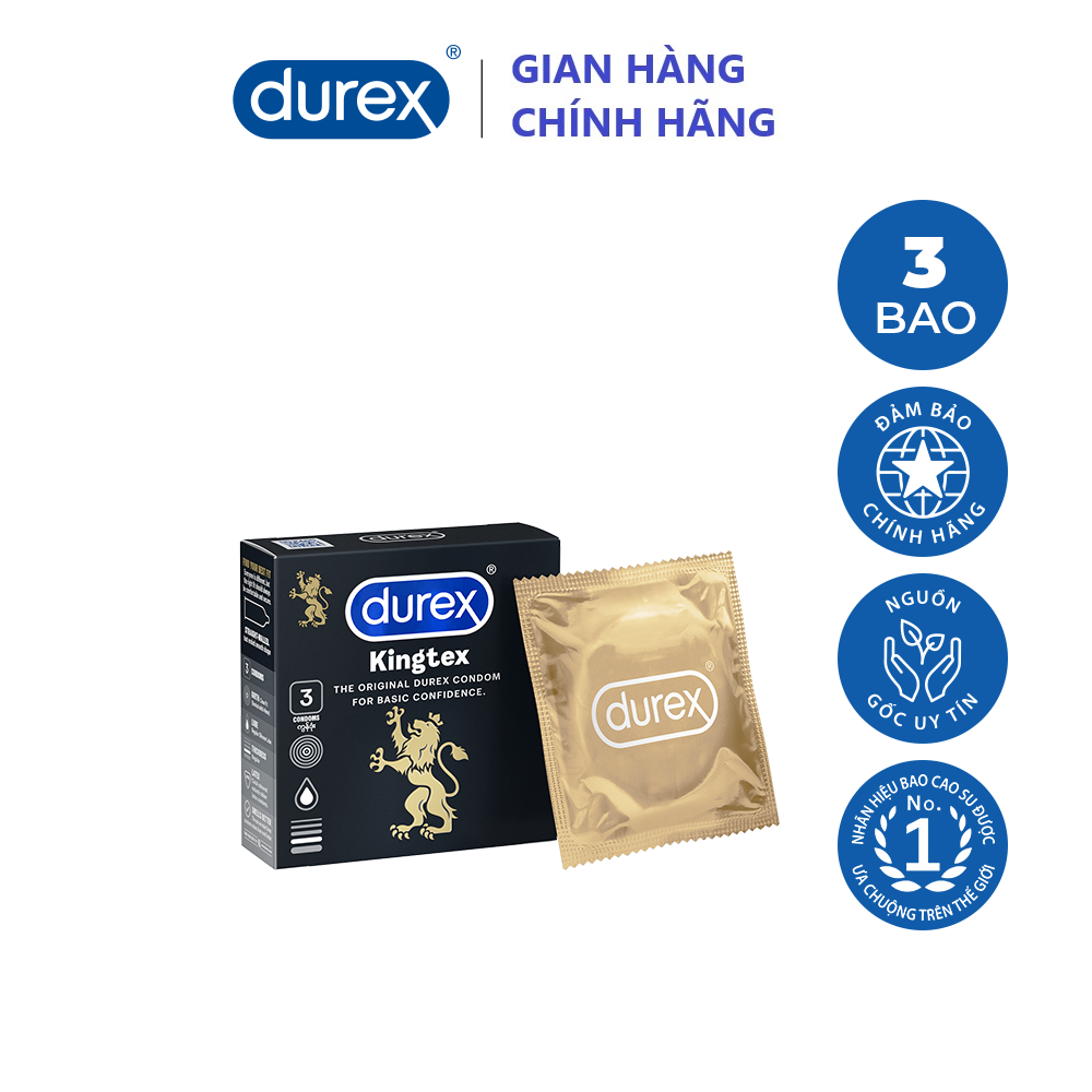 [HCM]Bao cao su Durex Kingtex size nhỏ 49mm hộp 3S - không lo tuột bao